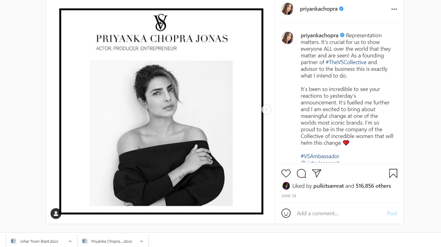 Priyanka Chopra Instagram Post
