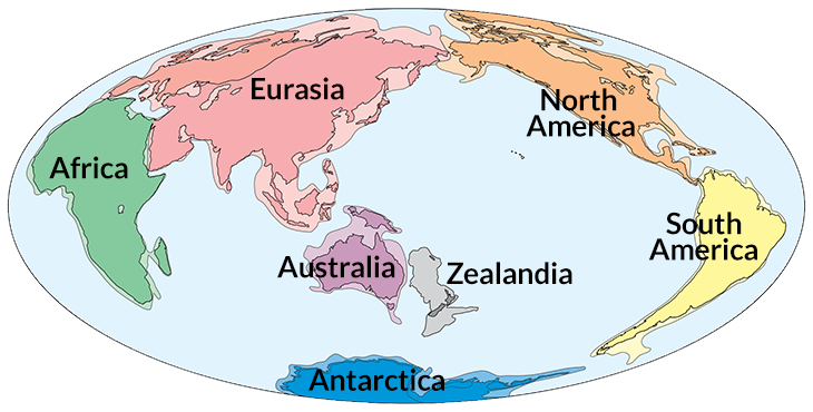 Proposed new map of the world including zealandia