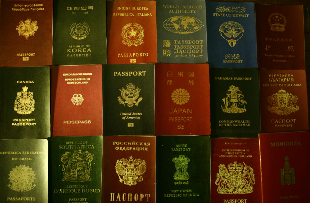 Passports of different countries in henley passport index